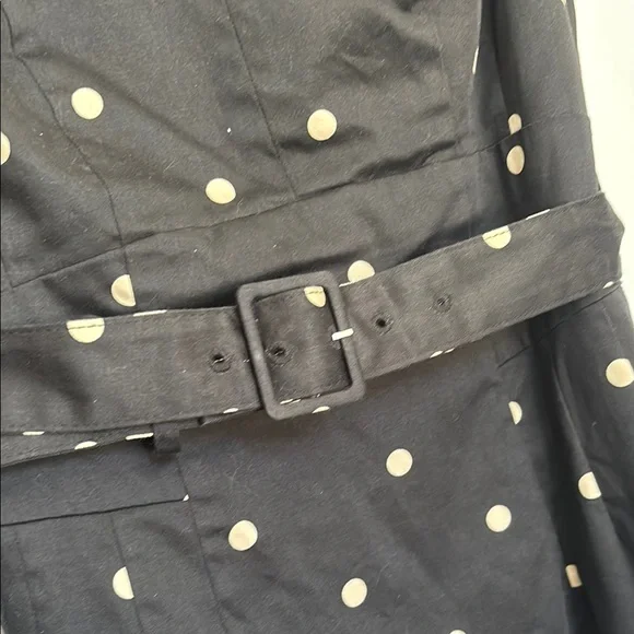 Boden Black Midi Dress with White polka dots business casual size 2 petite - Picture 7 of 9